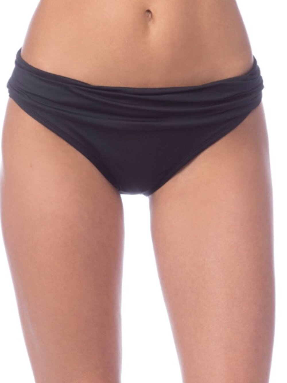 La Blanca Women's Shirred Band Hipster Swim Bottoms Black Size 4 6525